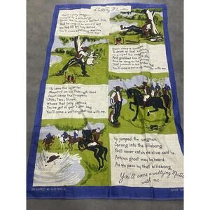 60s 70s Waltzing Matilda, Jolly Swagman, Tea Towel, Australia, Dish Cloth
